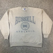 Vintage Russell Athletic Pullover Crewneck Sweatshirt Spellout Size XL USA Y2K