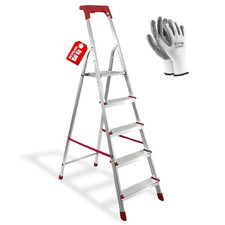 Scala Domestica in Alluminio con Vaschetta Portaoggetti + Guanti |5 Gradini