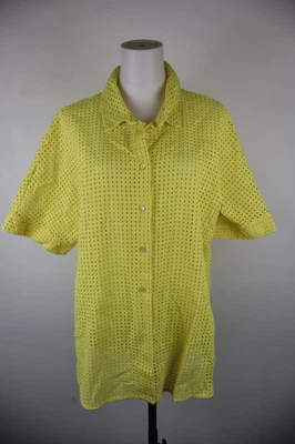 Marina Rinaldi Chemise Femme XL Vintage Décontractée Coton Jaune - Photo 1/4