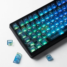 115 PCS Blue Transparent Keycaps Cherry Profile Fits 60/65/75/80/100 Percent