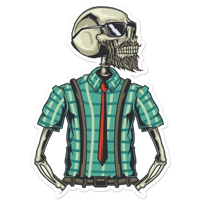 Hipster Skeleton Beard - Vinyl Decal Sticker - Car Window Laptop - ebn11433