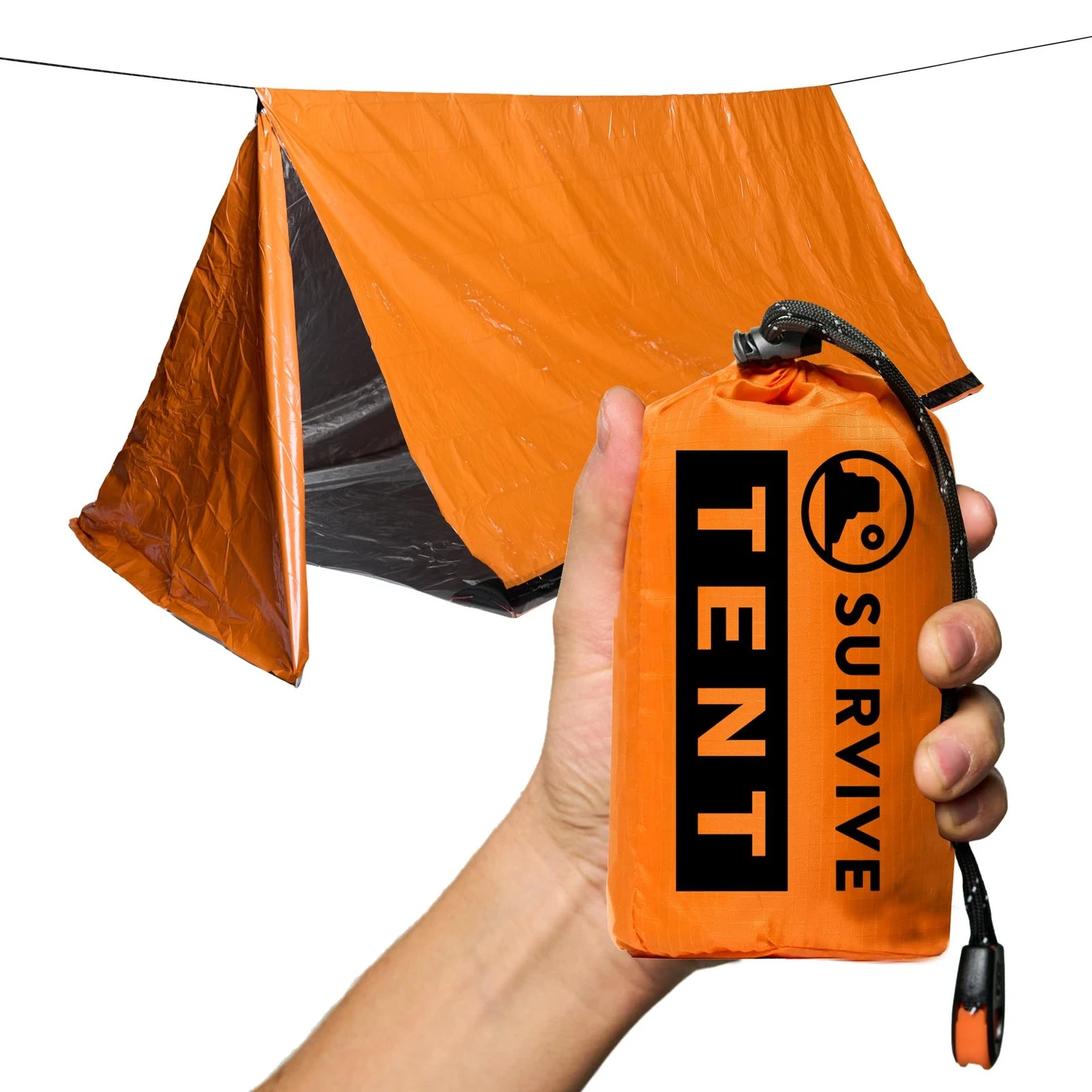 Survival Tent with Doors, 2 Person Mylar Emergency Camping Hiking Shelter for...