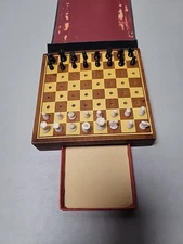Vintage Drueke Travel Complete Chess Set Peg Board Design 4.5" x 4.5" Volume 100
