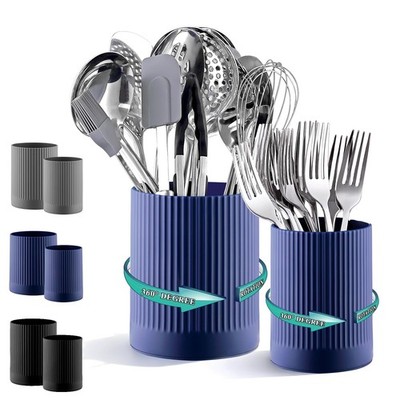 Kyraton Cooking Utensils Holder 2pcs, 360° Rotating Heavy Duty Plastic Kitc