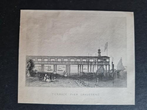 Antique 1851 print - Terrace Pier - Gravesend - Kent