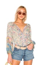 SPELL & THE GYPSY Oasis Opal Boho Buttons Front Blouse Top Size M