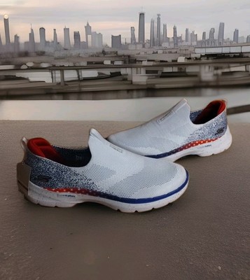 Women's Skechers Go Walk 6 Star Bright Red White And Blue Sneakers Size 10 New