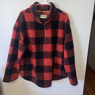 Koolaburra By Ugg Womens Red Black Check Long Sleeve Pullover Sweatshirt Size L