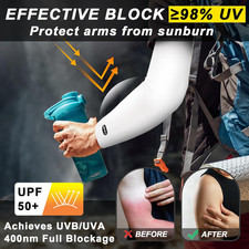 UV Sun Protection Arm Sleeves for Men Women, UPF 50 Cooling Sun Sleeves to C...