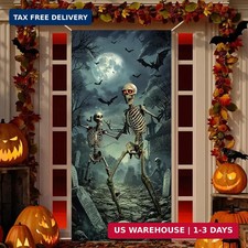 AIBIIN Halloween Door Cover Decorations Skeleton Zombie Halloween Door Decoratio
