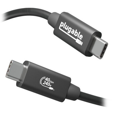 Plugable USB4 Cable with 240W Charging, 3.3 Feet (1M), USB-IF USB4-240W-1M