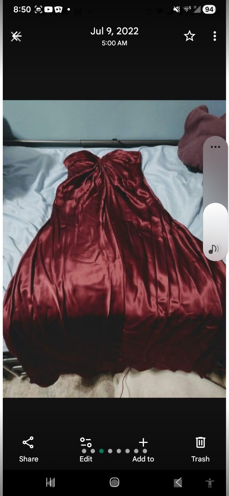 Beautiful Barely Worn Ruby Colored Strapless Long… - image 5