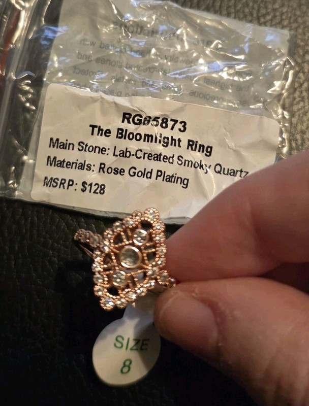 Bomb Party Bloomnight Ring RG85873 Size 8 Rose Gold Plated Lab Smoky Quartz