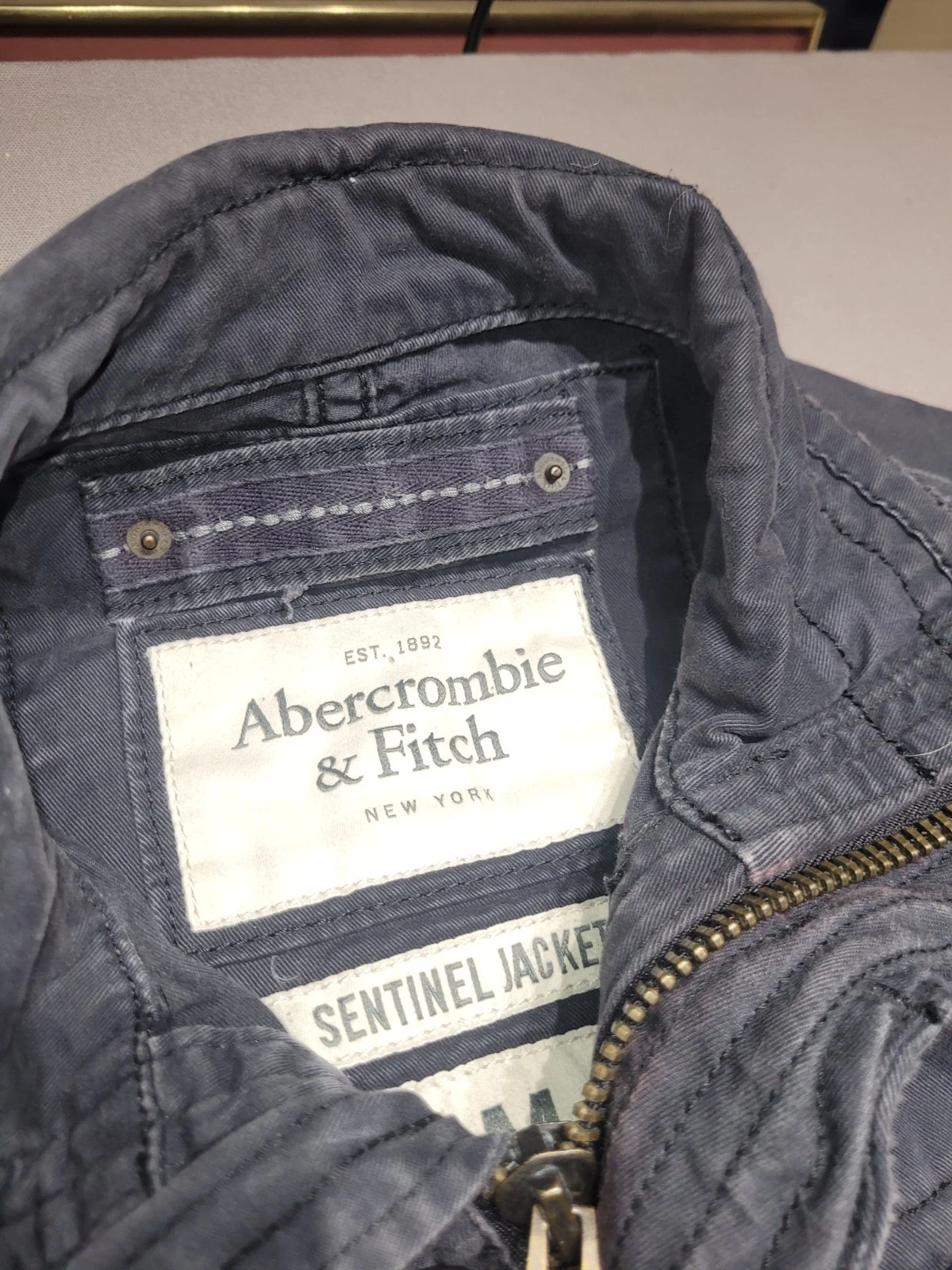 Abercrombie & Fitch Sentinel Jacket Mens M Blue Cotton Twill Military Y2K image 6