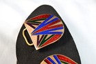 Vintage Art Deco Guilloche Enamel Geometric Motif Belt Buckle  — photo 8