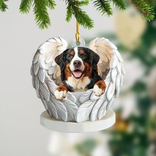 Personalized Bernese Mountain Dog Angel Wings Ornament, Dog Christmas Ornament
