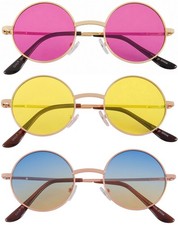 Kids Round Hippie Sunglasses 3 Pack Vintage Retro Circle Tinted Mirror UV400