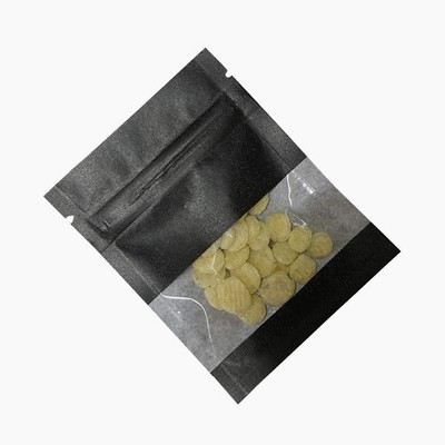 100 Pack Small Black Kraft Paper Resealable Bags 2.7x3.5 inch (Inner Size 2.3...