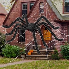 New 200" Halloween Decorations Spider Web Outdoor 59" Giant Spider D cor Ha
