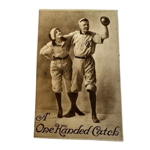 Antique Baseball postcard, A One Handed Catch Early baseball players 1911 Posted