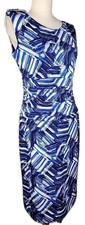 • Nine West Women's Sleeveless Shift Dress Size 8 Blue & White Multicolor 