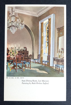 Lee Mansion State Dining Room Arlington VA 1940 Ruth Perkins Safford Postcard