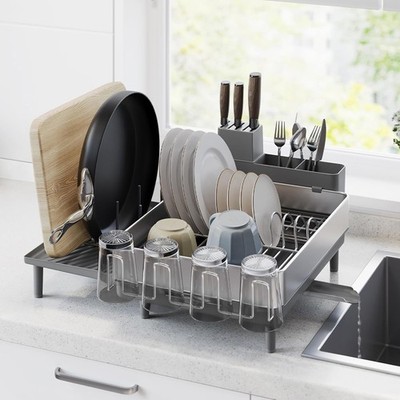 Large Dish Drying Rack, Expandable Dish Dryer for Kitchen Counter, Stainless