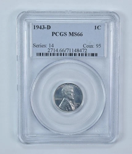 1943-D Lincoln Wheat Cent MS66 PCGS Blue Label