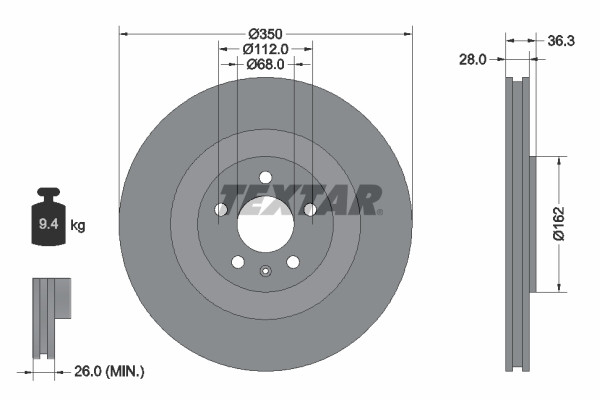 TEXTAR 92290405 Bremsscheibe für AUDI,AUDI (FAW),VW