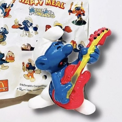 Smurfs Guitar Smurf Figure Vintage 1990s EURO PROMO McDs Smurf *NEW in Package*