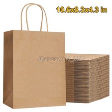50-300 Kraft Paper Bags with Handles Party Shopping Gift Bags Bulk Brown 120GSM