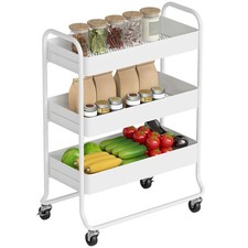 Image of HOMCOM 3-Tier Storage Trolley, Storage Cart w/ Mesh Backets, Refurbished