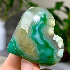 37G Natural green cherry blossom agate heart-shaped specimen Healing