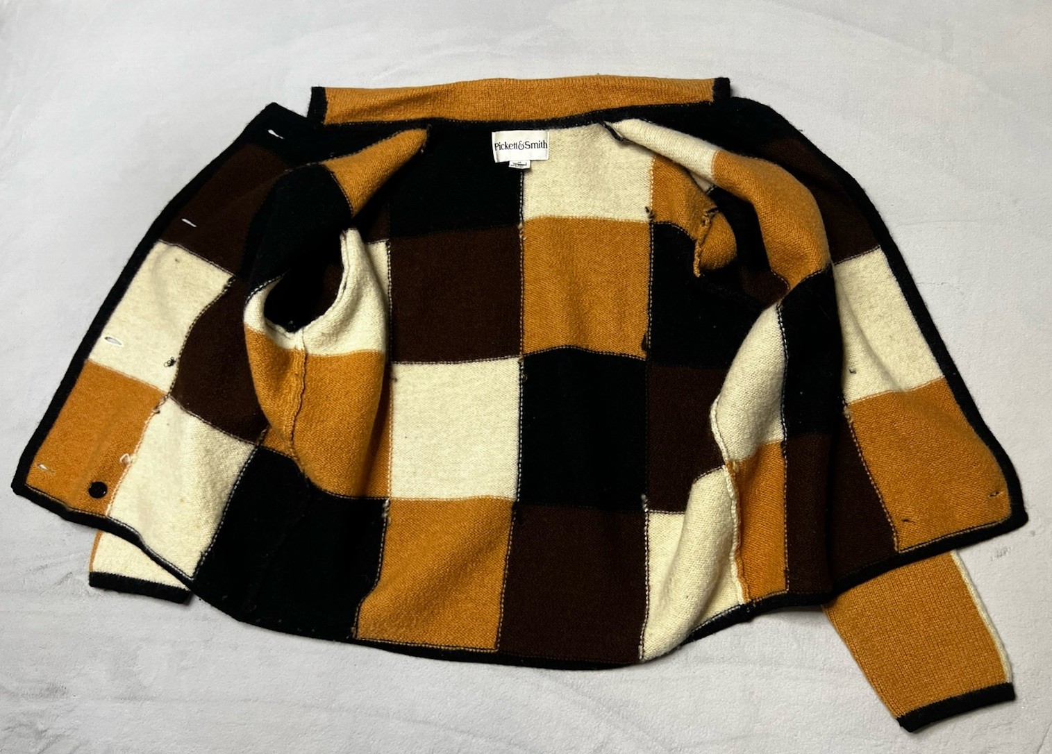 VTG Pickett & Smith Checkered Patchwork Cardigan … - image 15