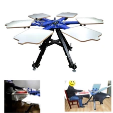 1 Color 6 Station Screen Printing Machine Pallet Rotary Printer Height Adjust