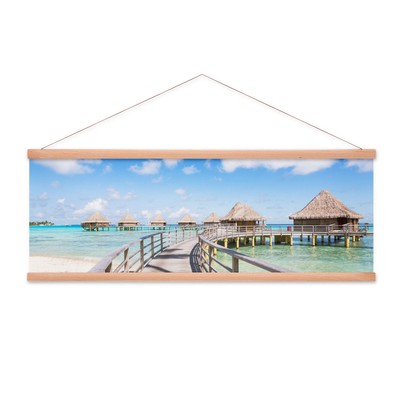 Stoffbild Kakemono mit Posterleisten Polynesien Tahiti Rangiroa Urlaub Bungalow