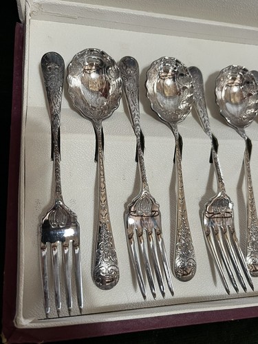RODD JASMINE EPNS Fruit Spoons And Dessert Forks In Original Box - Picture 8 of 11