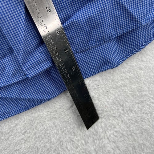 Geoffrey Beene Dress Shirt Mens Large Blue Button-Up Long Sleeve Cotton Check - Picture 8 of 11