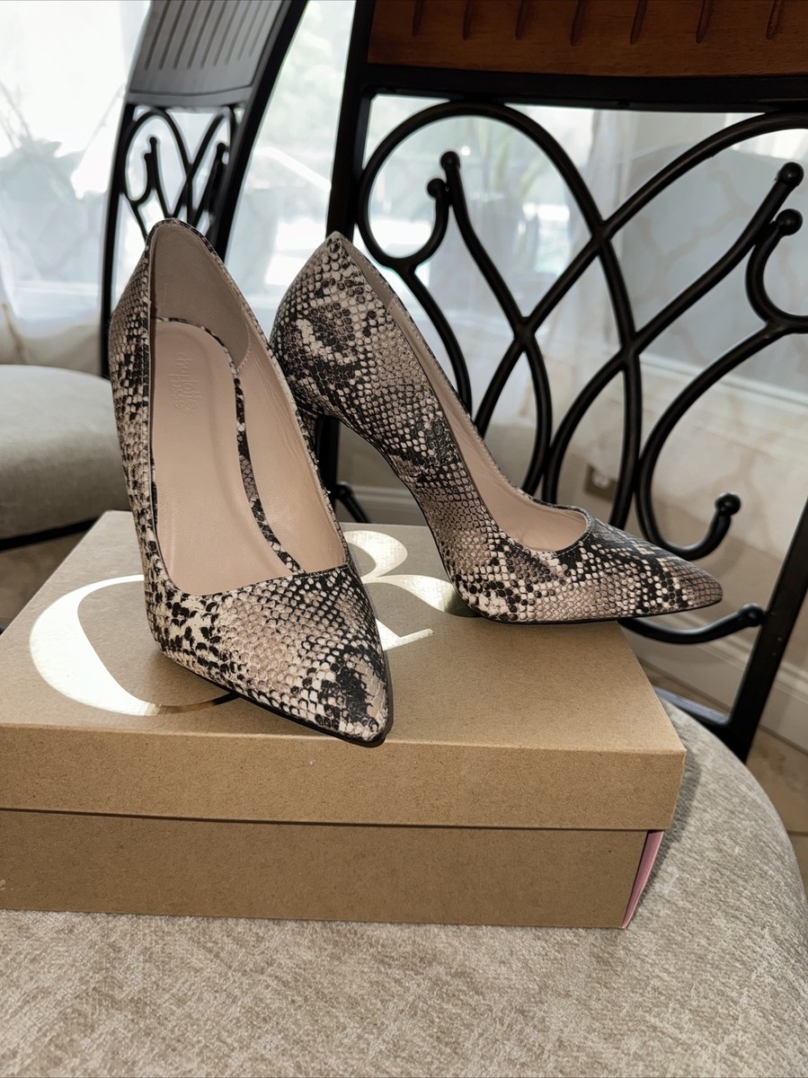 Womens Shoes Brown Snake Print Heels Yankee Slingback Block Heel