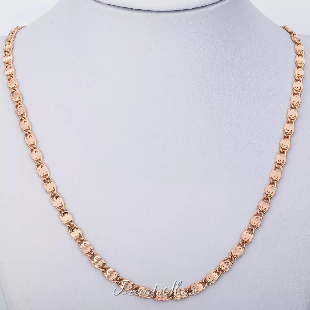 4mm Wide New Womens Mens Chain Rose Gold Filled Unisex Snail Link