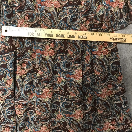 Loop Dress Womens 13 Knee Length Short Sleeve Ruffle Lined Brown Paisley A Line - Picture 6 of 16