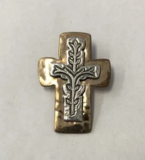 Retired Vintage Jeep Collins Gold Fill & Sterling Silver Cross Vines Pendant #2