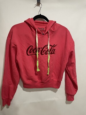 Coca-Cola cropped top red hoodie womens pullover size XS