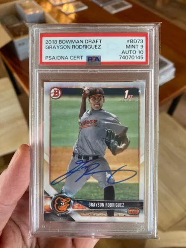 2018 1st Bowman Draft Grayson Rodriguez BD73 IP Auto PSA 9 / Auto 10