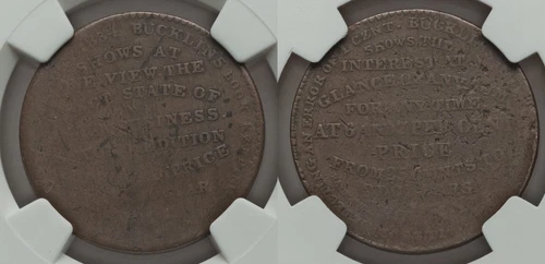 1834 Troy NY Bucklin's Interest Tables Hard Times Token HT-348 NGC G4 BN Scarce