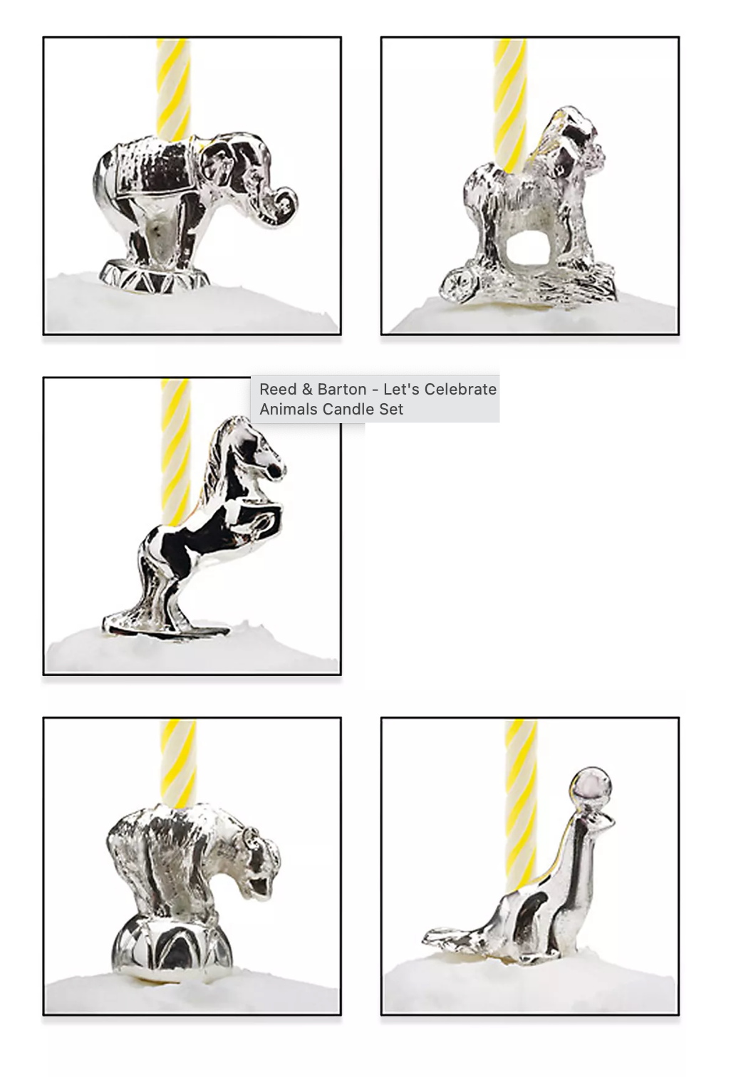 Reed & Barton Silver Plate Circus Animal Birthday Candle Holders eBay