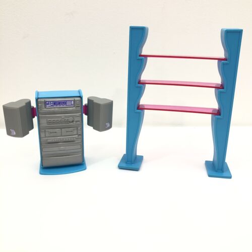 Vintage Barbie STEREO Radio System and Shelving Unit Accessories 1990s RARE - Afbeelding 1 van 8
