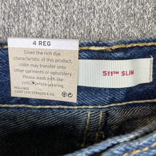 NWT Levi's 511 Blue Denim Medium Wash Distressed Slim Jean Shorts Boys Size 4R - Picture 3 of 7