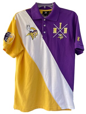 NFL Men's Minnesota Vikings Rugby Polo Diagonal Stripe Shirt sz