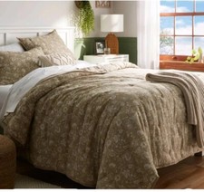 Threshold Full Queen Floral Print Trad Cotton Voile Lofty Quilt 2 Shams